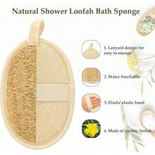 Loofah Sponge Shower Natural Loofah Exfoliating Body Scrubber For Women And Men, -Friendly And  Shower Luffa Sponge For Face And Body, Beige - 淺褐色的 - 查看 3