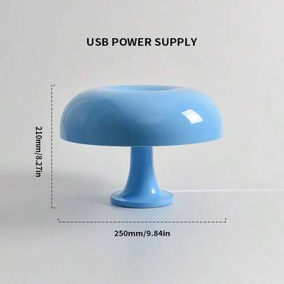 1 đèn bàn LED hình nấm hiện đại - Cổng USB, Màu cam/trắng/xanh da trời, Thân đèn bằng nhựa ABS chất lượng cao, Điều chỉnh độ sáng 3 màu, điều chỉnh vô cấp - Thích hợp cho phòng ngủ, phòng khách và trang trí khách sạn, đèn bàn trang trí.