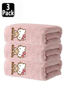 1pc/3pcs Cute Sanrio Character Heat Transfer Print Towel, Absorbent & Quick Dry, Suitable For Face, Hand Washing, Boys & Girls, Ideal For Bathroom, School, Kitchen, Holiday Gifts, Travel Outdoor, Best Gift For Kids, Towel Size: 34*75cm