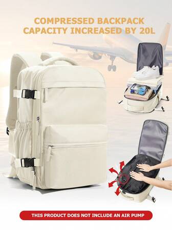 Vakuumkompressionsryggsäck - Kompressionsryggsäck för laptop för resor, Vattentät, Rymlig weekendväska, Unisex Casual Daypack, Svart reseryggsäck för män, Funktionell platsbesparande kompressionsryggsäck med 3D-skumaxelremmar, Justerbara halkfria, Lätt och hållbart nylonmaterial, Vikbar, Blekningsfri, Perfekt för studenter och fritidsresor