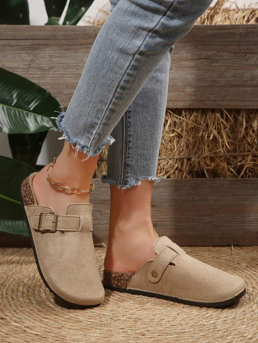 Modne damskie kapcie z klamrą do uprawiania sportów halowych i na świeżym powietrzu - Kolor khaki - Zobacz 1