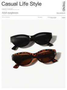 一副女士亚克力休闲复古椭圆猫眼时尚眼镜，适合度假、日常佩戴、夏季海滩度假、户外活动和旅行，也可作为节日礼物。 - 彩色 - 查看 5