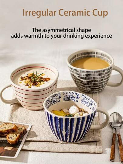 1個 スタイリッシュなセラミックマグ、主婦向けミルクカップ、自宅/オフィスの朝食用カップ、女性用コーヒーカップ