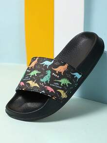 新款儿童恐龙拖鞋，舒适软底轻便一脚蹬 EVA 休闲平底凉鞋，适合日常居家生活