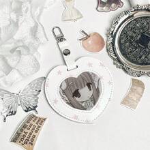 1 peça 58 mm circular distintivo/capa protetora de armazenamento de distintivo em forma de coração, suporte de distintivo ACGN, material PU, pingente de bolsa de dor