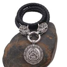 Viking Domineering Wolf Head Thor Hammer Viking Vintage Men's Necklace