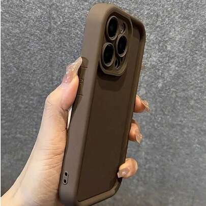 1PC Solid Color Anti-Slip Lens Protection Shock-Proof Phone Case, Matte Textured Design, Fashionable Full Body Protection, Compatible With Iphone 16 15 14 13 12 11 XR XS XsMax Waterproof Anti-Fall Scratch Resistant