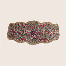 1 Piece Fashion Temperament Bohemian Hand Beaded Belt Elegant Elastic Wide Belt Classic Dress Coats Belt Ladies Party Banquet Holiday Gift - 藍色 - 查看 6