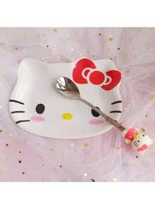 1pc Sanrio Cartoon Cute Ceramic Dishware, Cake/Snack/Fruit Plate