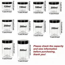 2 piezas Frascos de almacenamiento de plástico de 7 cm de diámetro con tapas, contenedores para pintura/crema/mascarilla, botellas de muestra de boca ancha transparentes de PET con tapas negras