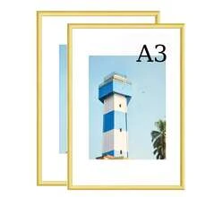 1pc/2pcs Metal Photo Frame, Aluminum Frame, Suitable For Wall Or Desktop Display, Poster, Art Painting, Minimalist & Fashionable Aluminum Alloy Frame, Suitable For Home Living Room, Bedroom, Office Decor, Sizes Include Gold, Silver, Black Aluminum Frames, 30X40cm/A3/A4