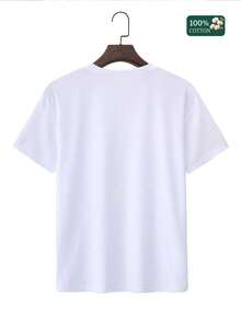 Cotton Unisex Round Neck Short-Sleeve T-Shirt With "Take Chances Make Mistakes Get Messy" Retro Cartoon Graphic - Basic Tees For Summer Women's Tops - 白色 - 查看 2