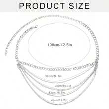 Layered Sparkly Rhinestone Chain Belt Adjustable Bohemian Waist Belt Silver Rhinestones Belly Waistband For Women - như hình ảnh - Xem 3