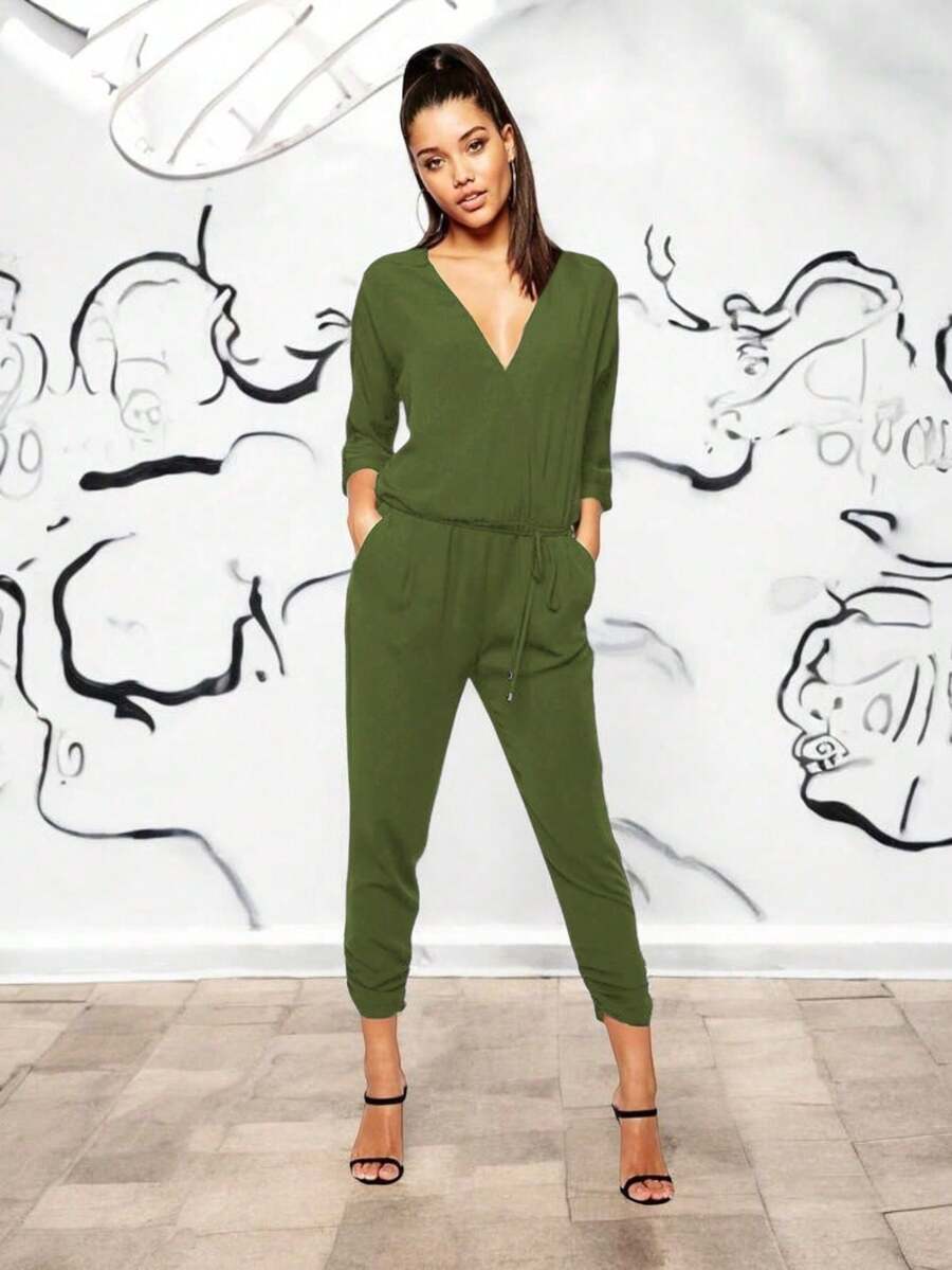 Mono De Mujer Escotado Sexy Comodo y De Moda #SensaciónDelujo #EstiloRomanticoDeSanValentín - Verde Militar N - Ver 1