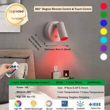 1 pieza Foco recargable con control remoto, luz de ambiente para fotografía de pared, sin cableado, sin perforación, sin instalación, luz inalámbrica de pared para decoración del hogar, luz de pared LED con control táctil