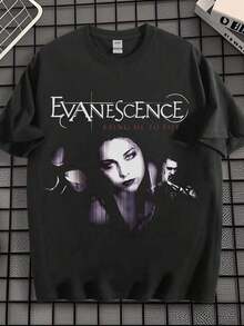 EWH Retro, Rock, Men's Short Sleeve,-Shirt, Evanescence Band, Iconic, Printed, Loose Street, Top, Music, Culture, Street Style - 黑色 - 查看 9
