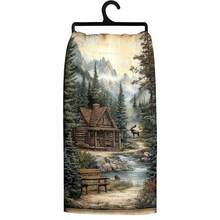 1 set/2 piezas/100 piezas Cabaña en el bosque con banco y patrón de alce Toallas de cocina y paños de cocina, adecuados para decoración de interiores en restaurantes, cocinas y baños, decoración de fiestas, regalos de festivales, como regalo - Multicolor - Ver 11