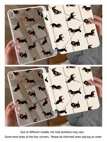 Funda de tableta de cristal transparente de acrílico con diseño de cachorro de dibujos animados de doble cara, compatible con Samsung Galaxy Tab A9, iPad Air 11 pulgadas (M2) 2024 e iPad de 10.a generación - resistente a golpes, con ranura para lápiz, función de suspender/activar, soportes plegables - regalo perfecto para Navidad, vacaciones y Año Nuevo