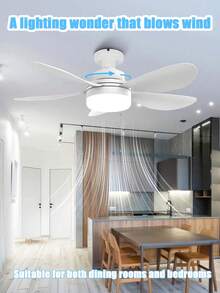 1PC White Modern Ceiling Fan With Light Kit, 5-Blade Design, Includes E27 Bulb, Remote & Wall Switch Support Brightness & Speed Adjustment, Suitable For Living Room, Bedroom, Office, Kitchen, Dining Room Lighting. - Multicolor - View 10