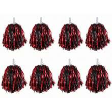 2 件带棍柄的啦啦队绒球，金属箔绒球 20 克，适合团队精神运动、派对、舞蹈、欢呼