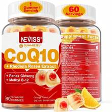 Sugar Free CoQ10-200mg 400mg Filled Gummies - 2 Months Supply - W_ Vitamin B12 1000mcg, Rhodiola Rosea &Amp; Panax Ginseng, B6, Coenzyme Q10 Supplement For Hear-T, Energy, Antioxidant, Ultra Absorption - Tên hương vịA - Xem 1
