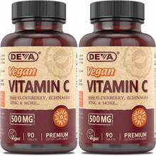 DEVA Vegan Vitamin C, 500 MG With Elderberry, Echinacea, Zinc &Amp; More, Vegan &Amp; No Animal Ingredients, 90 Tablets, 1-Pack - Flavor Name B - View 1