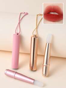 1pc/2pcs Mini Round Tip Silicone Lip Brush With Cap, Cute Covered Lip Brush For Tie Dye, Concealer, Portable Travel Makeup Brush - Multicolor - View 3