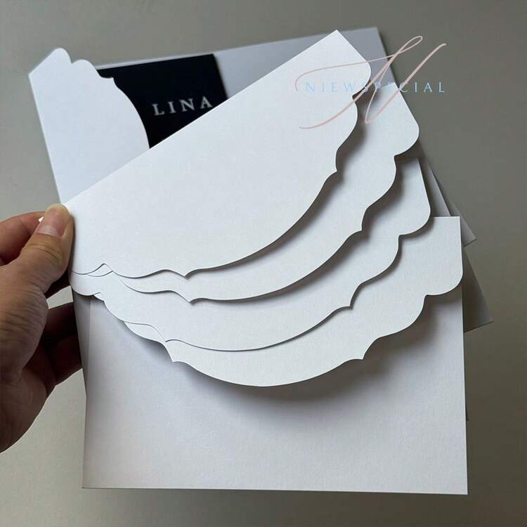 10/20/25pcs Set Tri-Fold Pocket Wedding Invitation Envelopes, Simple Invitation Envelopes For Engagement, Christening, DIY Invitations, 5*7 Inch Invitations, Pocket Invitations, Customized Invitations, New Design Covers. Christmas Cards - Multicolor - View 9