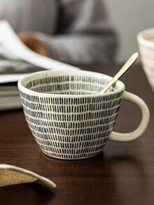 1 件时尚陶瓷杯，家庭主妇牛奶杯，家庭/办公室早餐杯，女士咖啡杯 - 彩色 - 查看 8