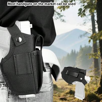 1 chiếc bao da đựng súng chiến thuật ngoài trời di động, đa năng bằng nylon, màu đen