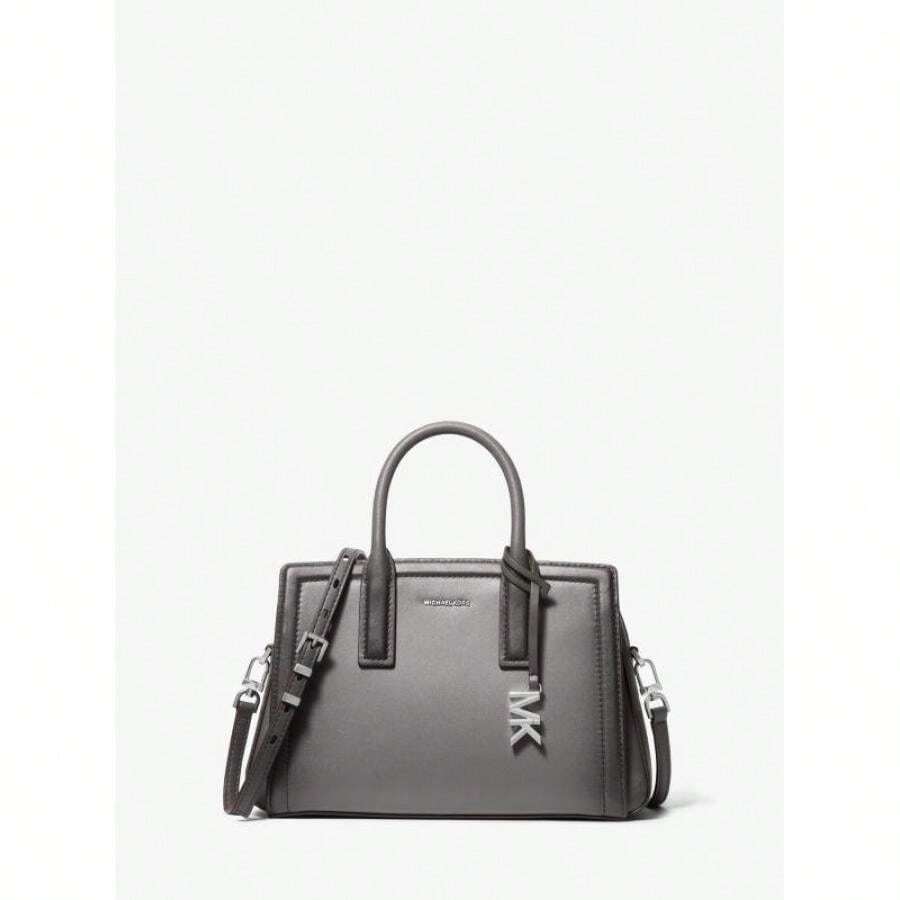 Michael Kors Laila  Burnished Leather Satchel |  | Women Crossbody - 風暴 - 查看 1