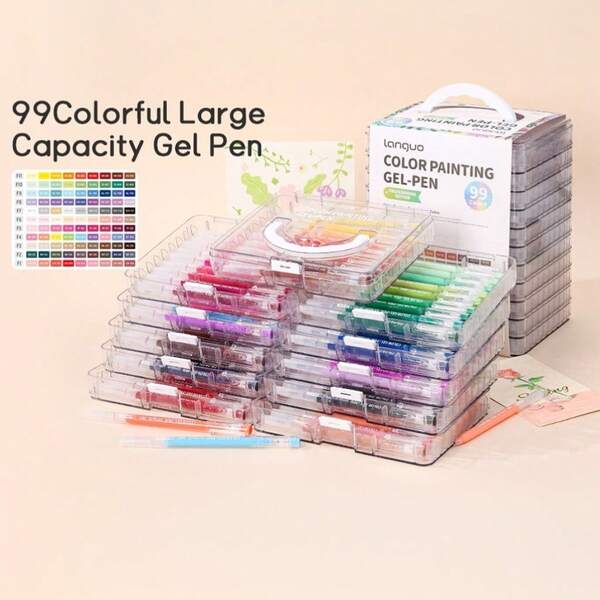 99 Colors Hand Account Gel Pen, Languo Morandi Retro Style, Large Capacity Color Handbook Pen For Student, Painting, Graffiti, Writing, Suitable For School & Office Supplies