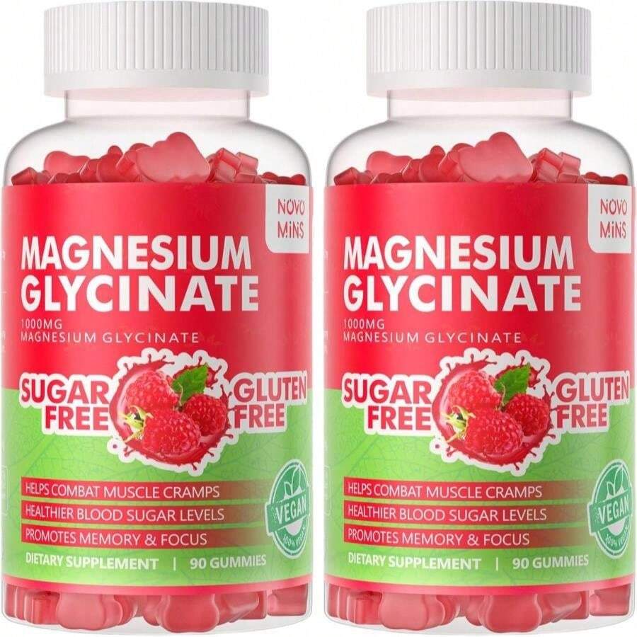 Magnesium Glycinate Gummies 1000mg - Sugar Free Magnesium Potassium Supplement With Vitamin D, B6, CoQ10 For Calm Mood &Amp; Sleep Support - 180 Mango Pineapple - Flavor NameF - View 1