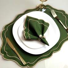 Placemat Kit, Embroidered Placemat, Round/Rectangular Table Placemat And Napkins - 莫斯皇室 - 查看 6
