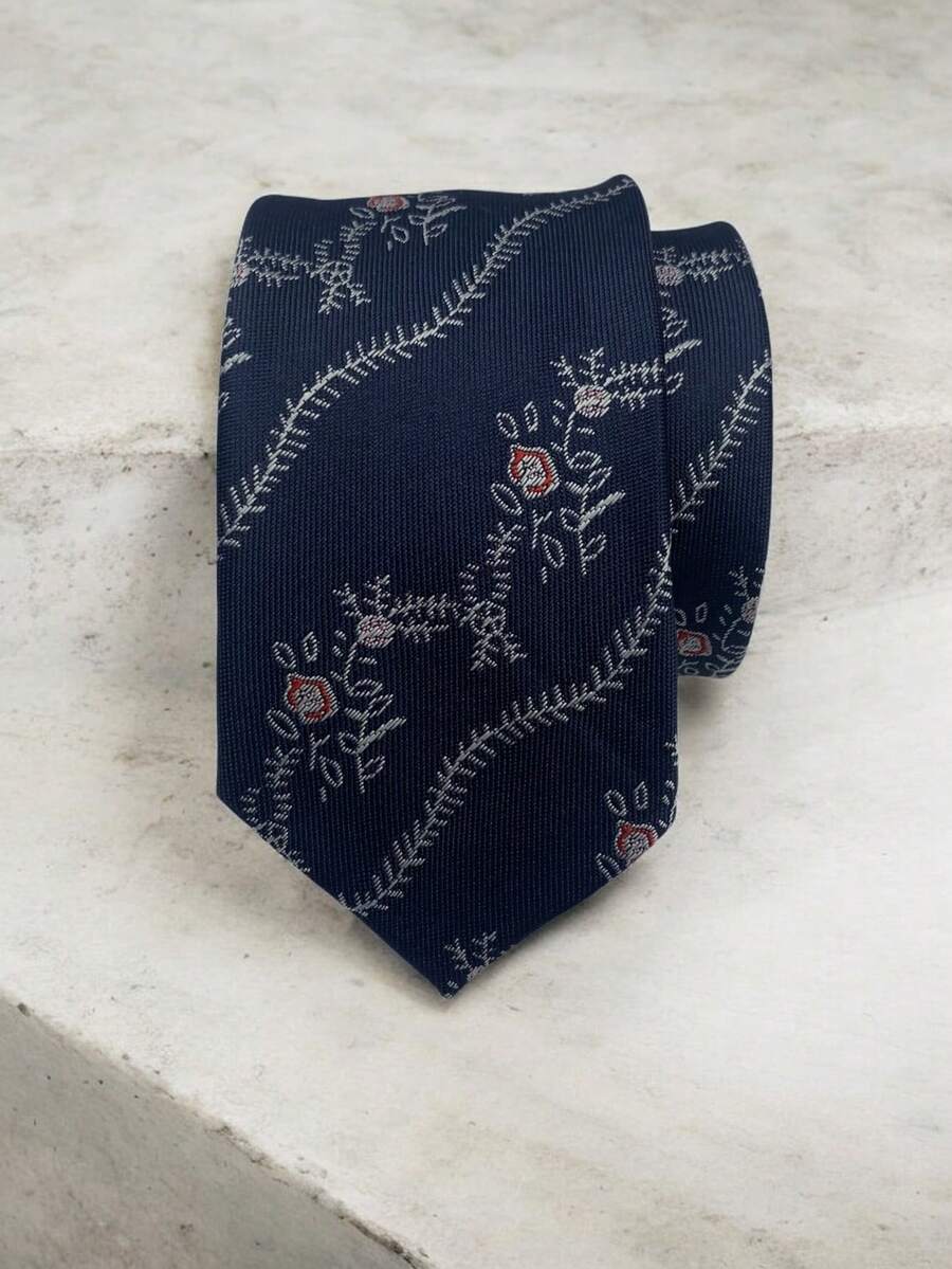 Luxury Men's Skinny Ties Polyester Silk Solid Polka Dot Striped Check Skinny Jacquard Groomsman Tie - 藍白色 - 查看 1