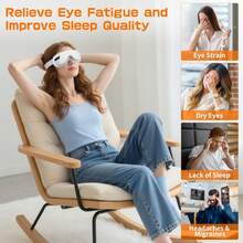 Eye Massager Eye Protector With Bluetooth Headphones, For Dark Circles, Eye Fatigue, Relieve Tension And Stress,Rechargeable, For Sleeping Side/Back Sleepers White Noise Sleep Headphones Ultra-Thin Stereo Speakers Gift For Women/Men