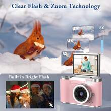 4K HD Mini Camera Video Recording 32GB With Digital Camera Gifts Toys Digital Camera - Digital Compact Video Cameras ﻿ - 粉色 - 查看 3