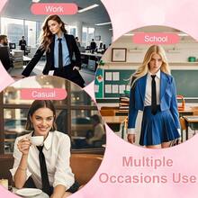 Black Ties For Women PreTied Necktie For Women Girls Adjustable Female Zipper Ties For Office School Party - màu đen - Xem 6