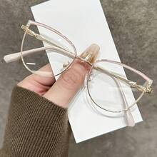 Graceful Full Rim Round Eyeglasses - Metal Frame, Clear Lens, Suitable For School, Business Or Fashion Accessories, Fashionable Eyeglasses, Durable Eyeglasses, Women's Optical Lenses, Women's Rest Eyeglasses, Women's Optical Eyeglasses, Women's Lens Frames - 玫瑰金 - 查看 1