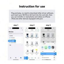 1pc SD Card Camera Reader Adapter, 2-In-1 Dual Card Slot, Portable SD Card Reader, Compatible With Series, Compatible With Iphone 14 Pro Max/14 Pro/14 Plus/14/13/12/11/XS/XR/8/7/6, Compatible With , Compatible With MacBook - Multicolor - View 5