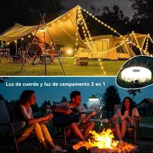 Luz de Camping, Lmpara Camping Linterna con Guirnalda de Luces10m, 8 Modos Ajustables, Luces de Camping de USB Recargable, Impermeable Porttil Luz de Campismo y Tienda - No - Ver 2