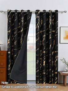 100% Blackout Curtains 84 Inch Length 2 Panels Set Marble Designs Printed Drapes Thermal Curtains For Bedroom With Black Liner Sound Proof Curtains - Solid Color - View 21
