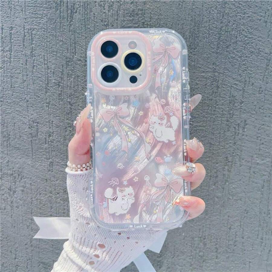 Bowtie Cat High-Grade Feather Transparent Round-Edged Air Cushion Design For IPhone 17 Air 16 15 14 13 12 Pro Max 17 16 15 14 Plus 13 12 Pro Thickened,Shock-Absorbing,Drop-Resistant,Lens-Enhanced,All-Inclusive Protective Case. - 無色 - 查看 1