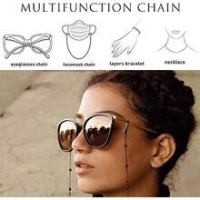 Cadena Gafas 9 Piezas, Cordones para Mascarillas Gafas, Cadena para Gafas Mujeres Hombres Cadenas para Gafas de Sol de Metal Cadenas Gafas con Cristal Cuentas Elegante Gafas Cadena Retenedor para Gafas Mltiples Aplicaciones - A - Ver 3