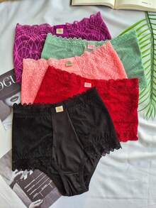 Kit 5 Calcinha Cinta Modeladora Mirla Alta Pressão Rendada Moda Intima Feminina