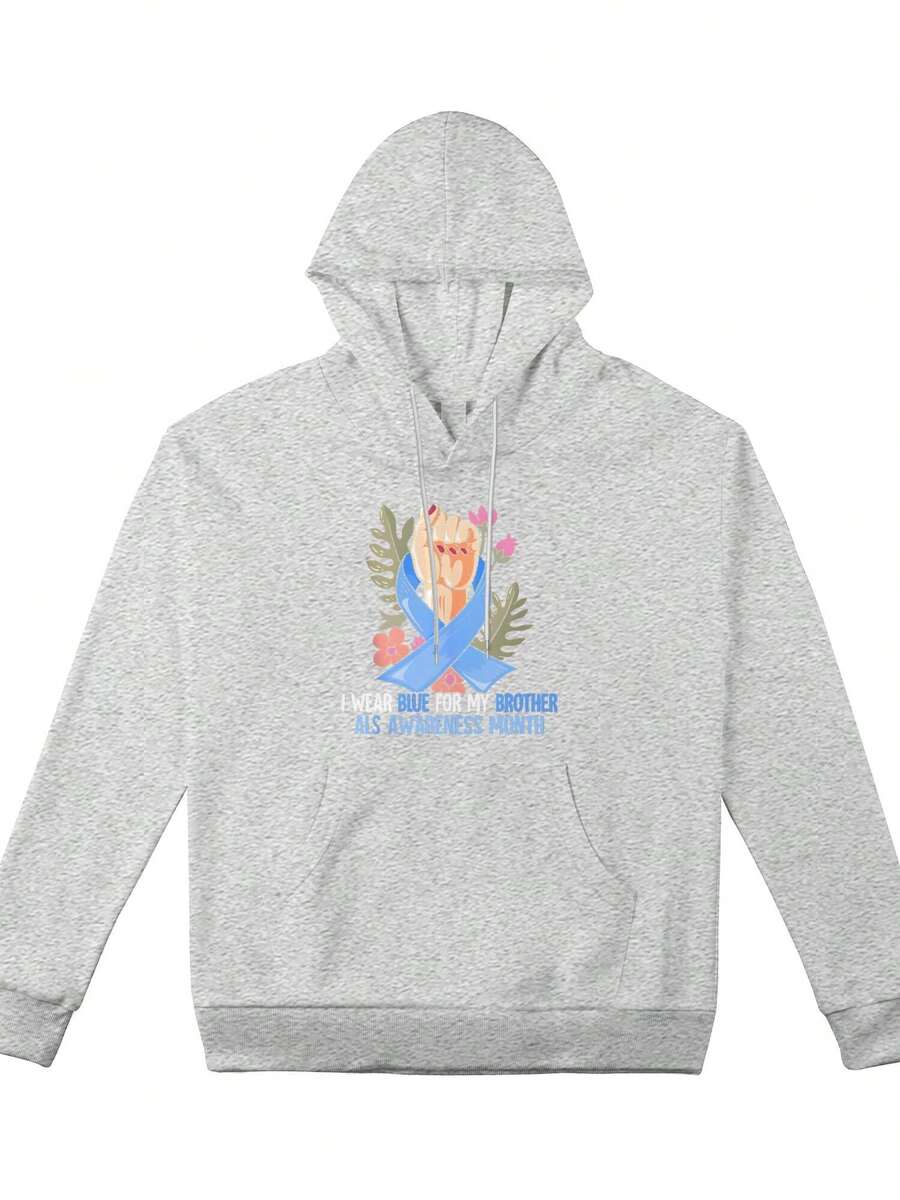 Women's Plus-Size Sweatshirt, I Wear Blue For My Brother ALS Awareness Monthcasual Style Sweatshirt, A Must-Have For Daily Travel, Suitable For All Seasons.