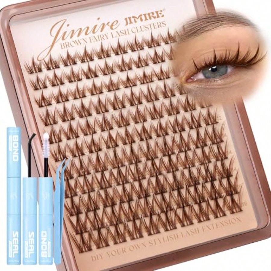 Anime Cluster Lashes Brown Lash Clusters Manga Eyelash Clusters Natural Dark Brown Individual Lashes 1016MM Fairy Cluster Eyelash Extensions 110Pcs DIY Spiky Cluster Lashes At Home By