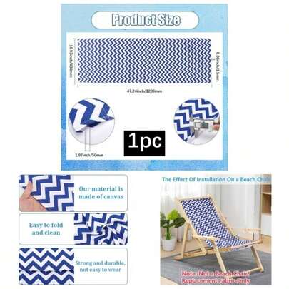 Beach Sling Chair Canvas 120X43cm Outdoor Chairs Cloth Replacements Pink And White Stripes Reclining Patio Folding Chair Fabric Sunbathing Garden Cour