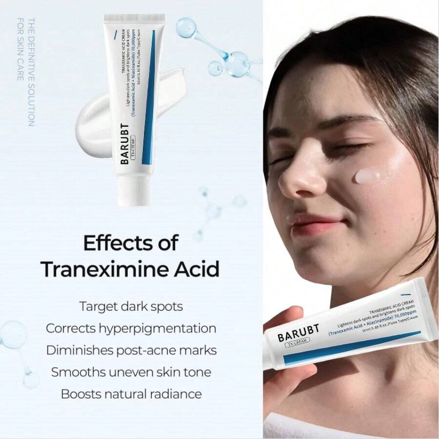 Tranexamic Acid Cream - 50ml, A Freckle Cream That Reduces Blemishes, Combats Hyperpigmentation, Moisturizes, Improves Dullness, And Brightens Skin. Suitable For All Skin Types. - 藍白色 - 查看 1