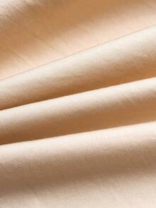 小男孩简约白色圆领长袖衬衫，百搭返校装，四季皆宜 - 卡其色 - 查看 10